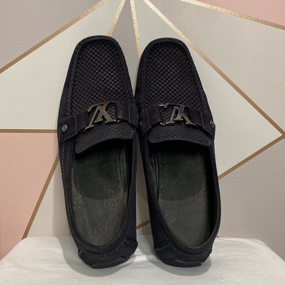 Louis Vuitton Classic Checked Navy Loafer US 8.5/ LV 7.5 Suede Moccasin … - Picture 9 of 11